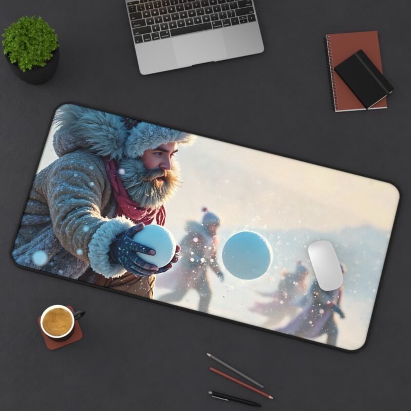 Winter Desk Mat with Snowball Fight Design for a Cozy and Inspiring Workspace - Image 12