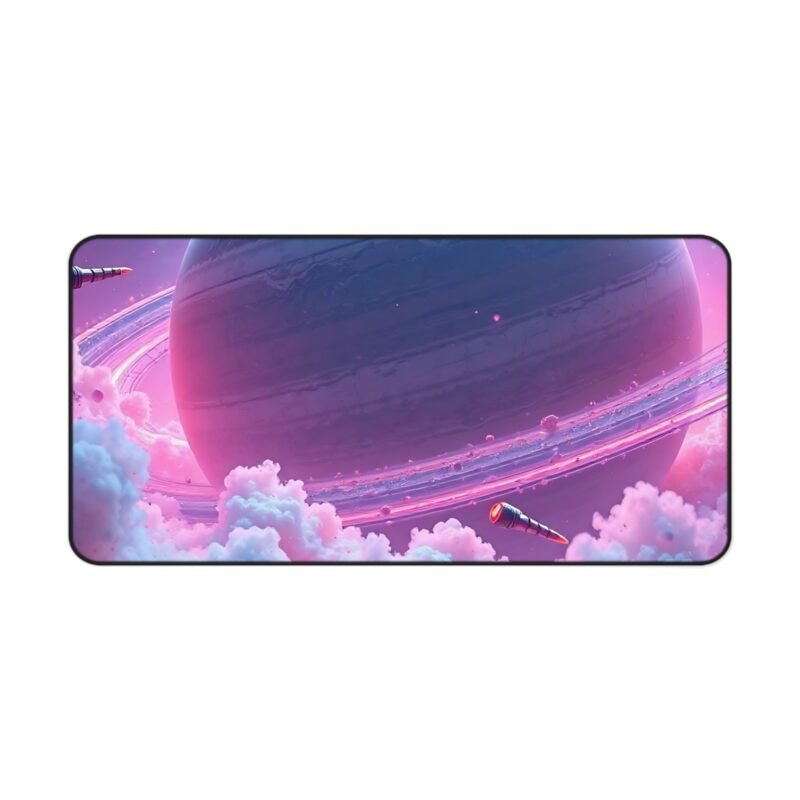 Galaxy Desk Mat for Gamers and Sci-Fi Lovers – Vibrant Cosmic Design with Gas Giant and Spacecraft - Image 9