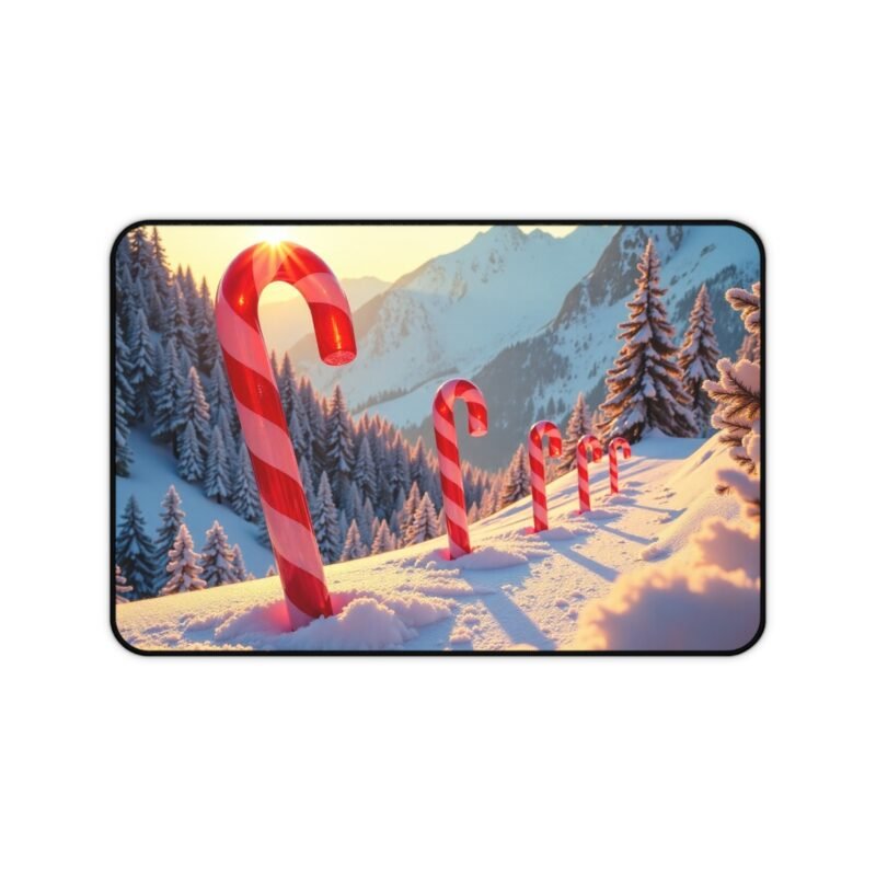 Holiday Desk Mat with Candy Cane Design for Festive Workspaces