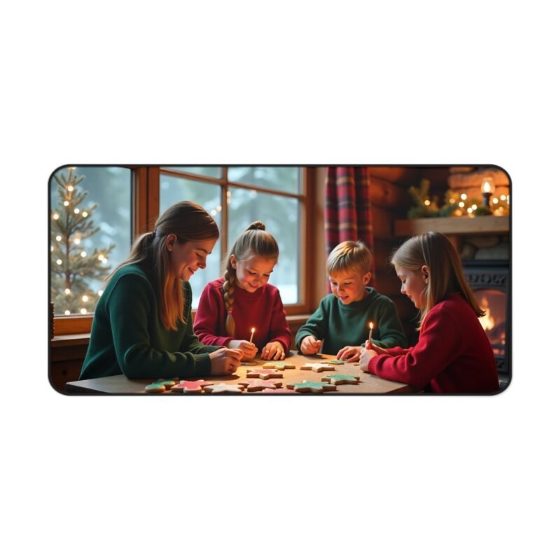 Festive Christmas Desk Mat with Cozy Winter Cabin and Holiday Spirit - Image 9