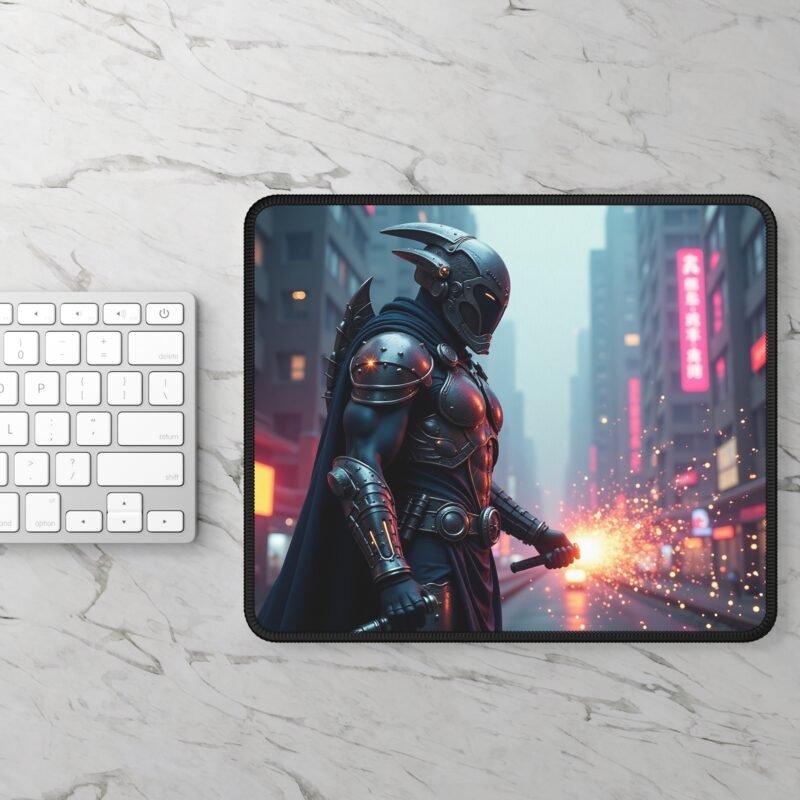 Cyberpunk Gaming Mouse Pad with Futuristic Warrior Design - Image 2