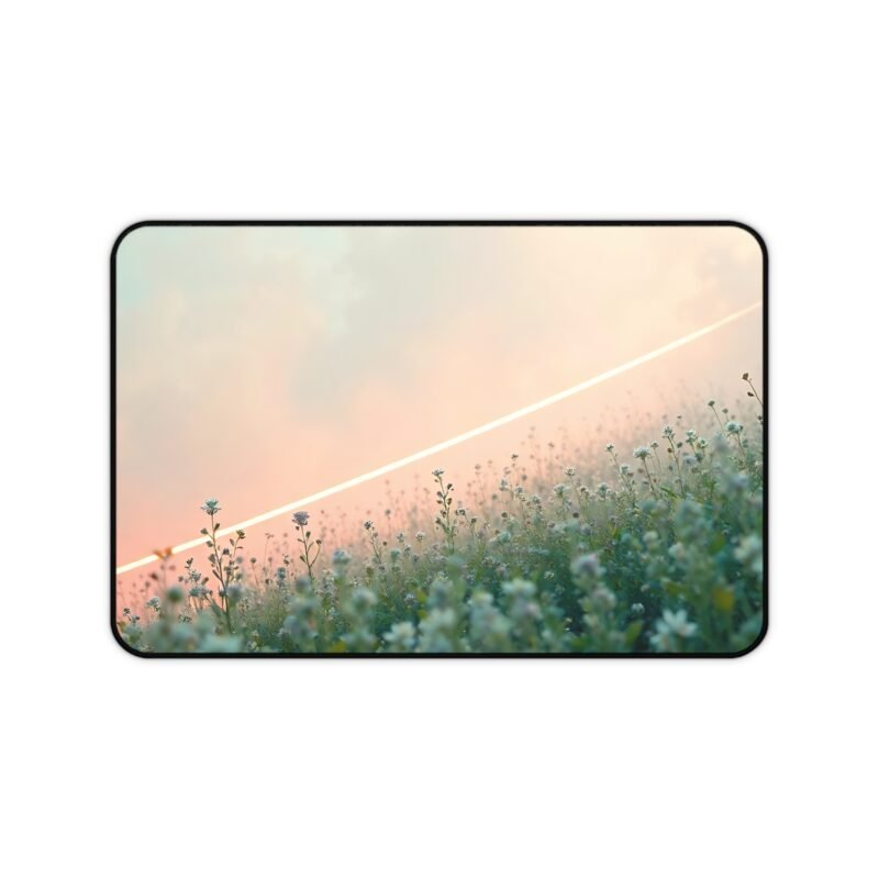Nature-Themed Desk Mat with Tranquil Wildflower Meadow Design