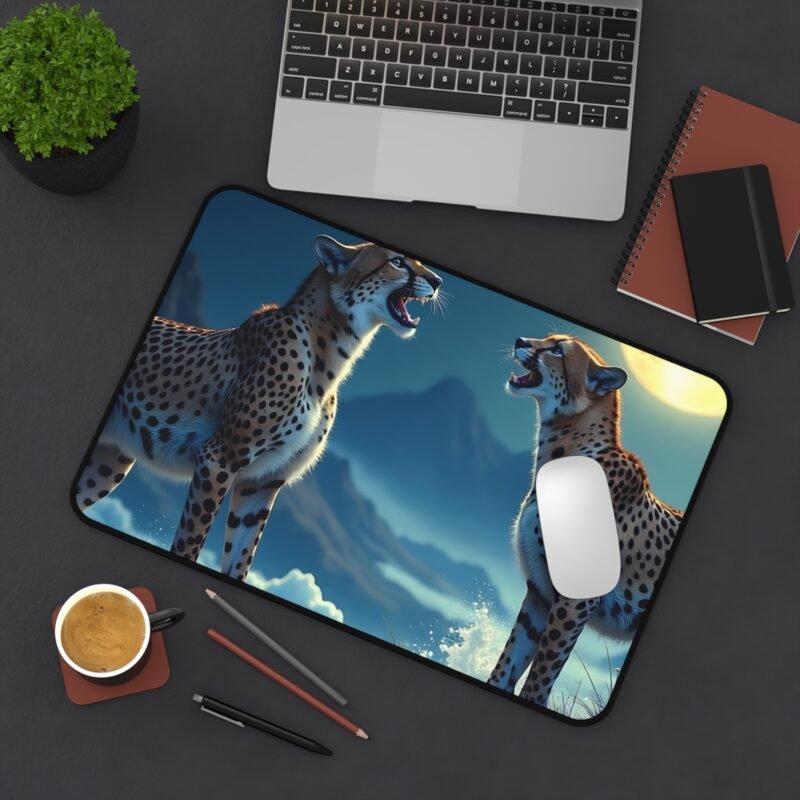 Cheetah Desk Mat with Full Moon Design for Bold and Inspiring Workspaces - Image 4