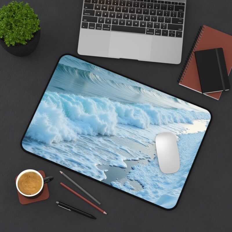 Winter Beach Desk Mat with Tranquil Snowy Coastline for a Calm Workspace - Image 4