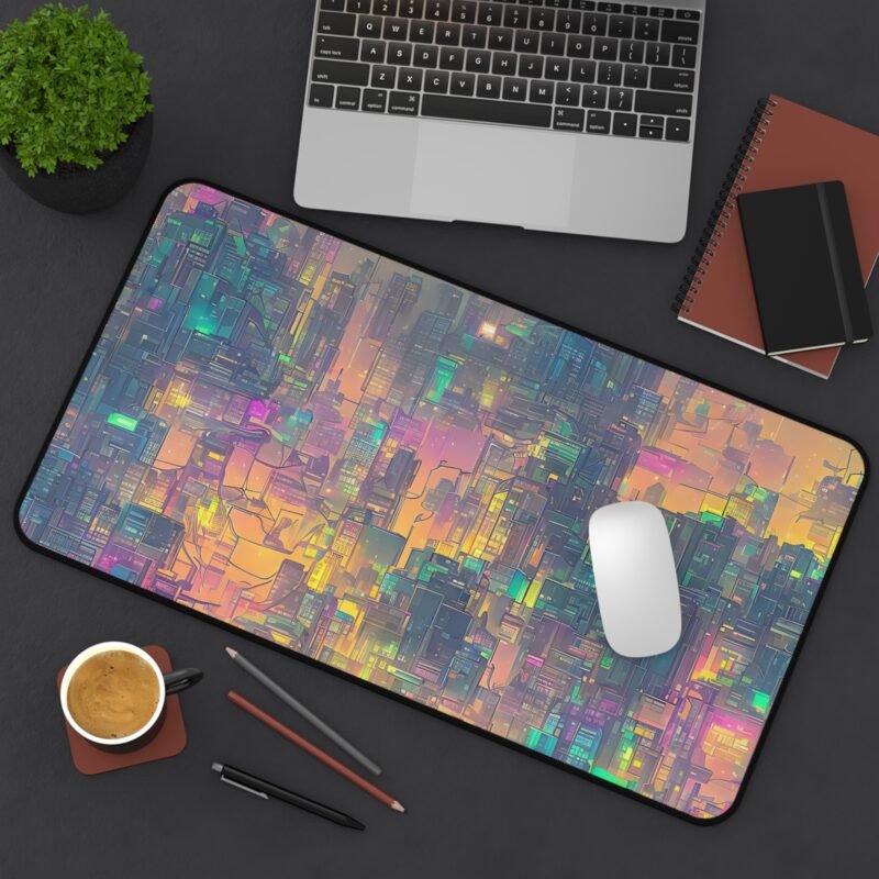 Cyberpunk Mouse Pad - Neon-Lit Futuristic Cityscape for Vibrant and Inspiring Workspaces - Image 8