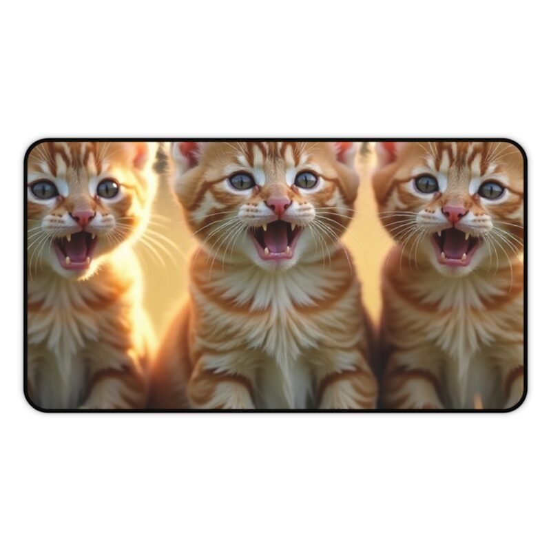 Cute Kitten Mouse Pad with Adorable Ginger Triplets in Sunlit Meadow - Image 5