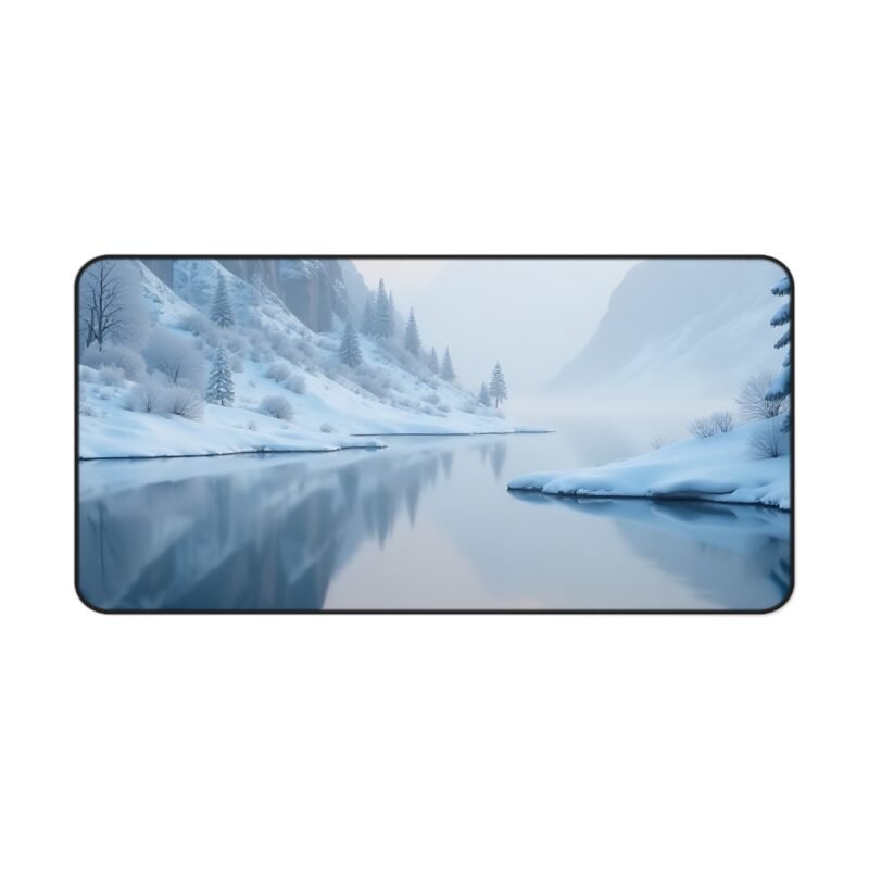 Winter Nature-Themed Desk Mat with Snowy Mountain Reflection for a Serene Workspace - Image 9