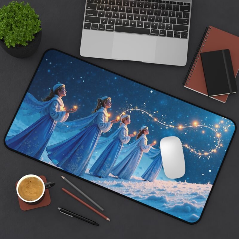 Mystical Winter Desk Mat with Celestial Design and Snowy Night Glow - Image 8