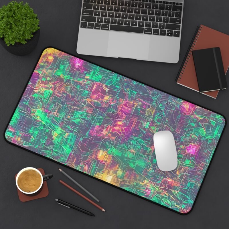 Cyberpunk Desk Mat - Neon-Futuristic Design for Gamers and Creators - Image 8