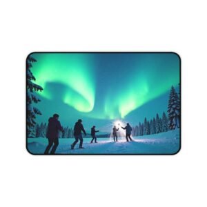 Northern Lights Desk Mat with Aurora Forest Design for Office Inspiration