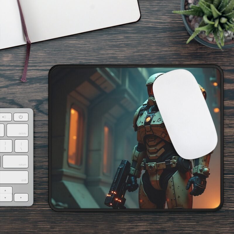 Gaming Mouse Pad Sci-Fi Design with Armored Warrior for Precision and Immersive Gameplay - Image 3