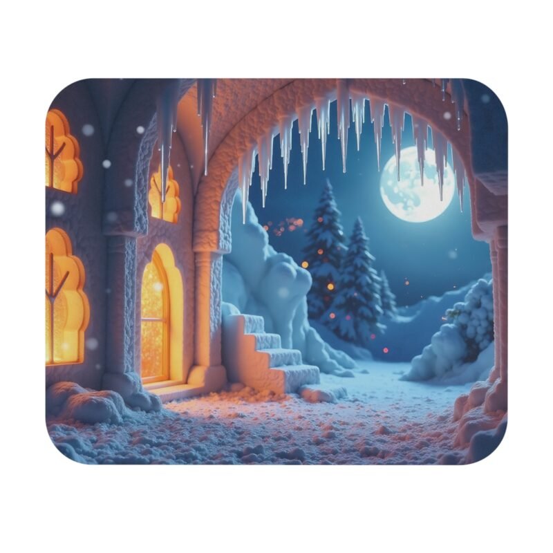 Winter Desk Mat with Serene Snowy Evening Landscape for Cozy Workspaces