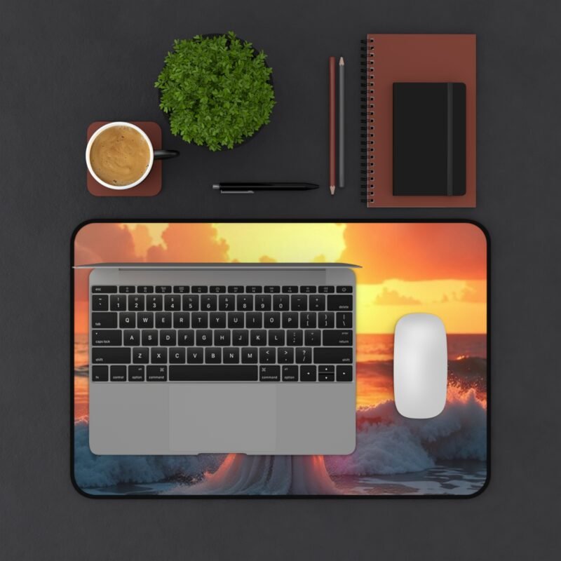 Sunset Desk Mat with Soothing Waves and Tranquil Horizon for Serene Workspaces - Image 3