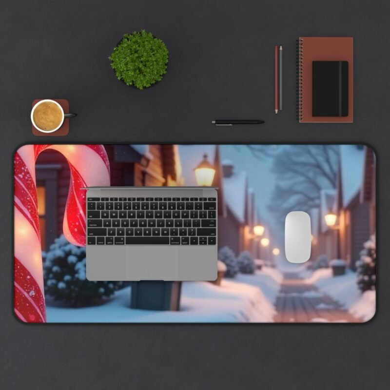 Winter Wonderland Christmas Desk Mat with Festive Candy Cane Design - Image 11