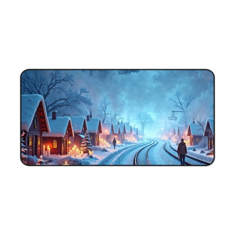 Winter Desk Mat with Snowy Evening Charm and Cozy Cottage Inspiration - Image 9