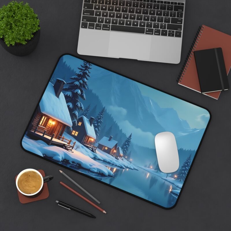 Winter Desk Pad with Serene Snowy Landscape for a Cozy Workspace - Image 4