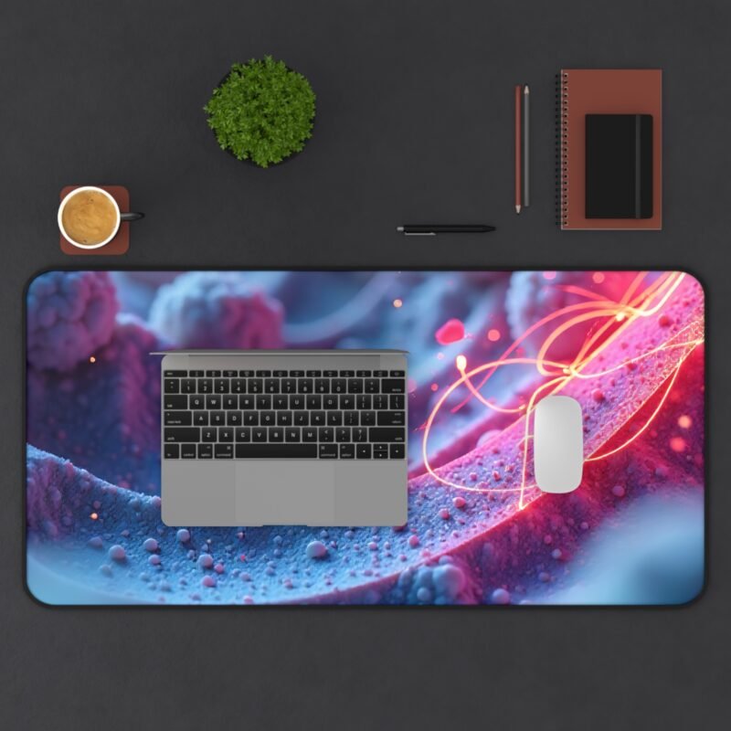 Digital Landscape Mouse Pad with Vibrant Electric-Red and Blue Molecular Design - Image 11