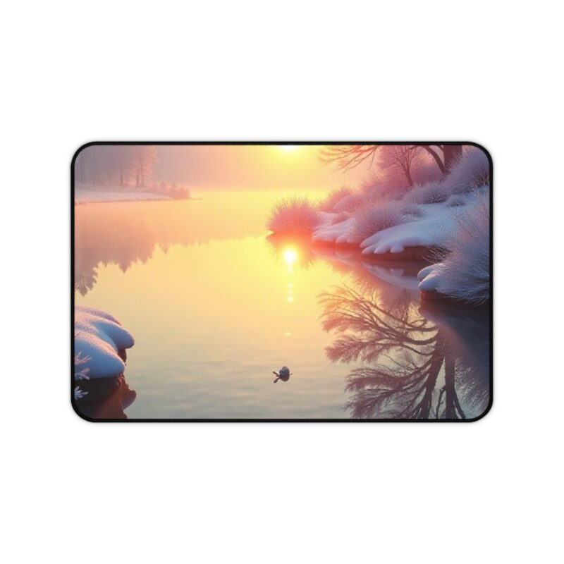 Winter Sunrise Nature-Themed Desk Mat for a Serene and Elegant Workspace