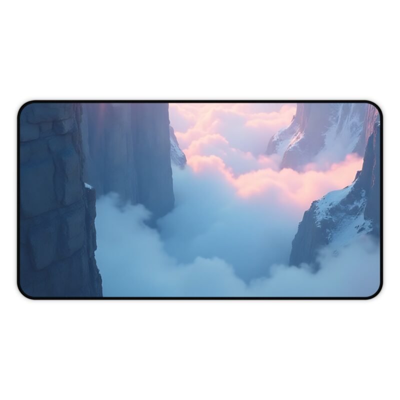 Winter Desk Mat with Serene Snow-Capped Cliffs and Sunrise Glow for Tranquil Workspaces - Image 5