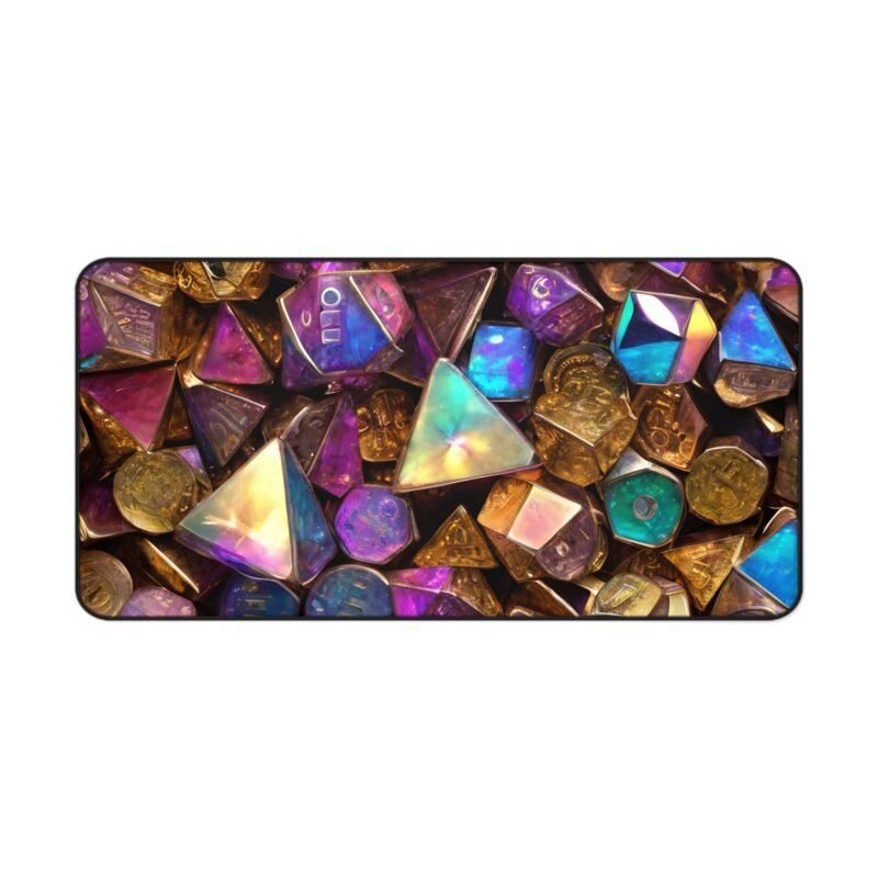 DND Desk Mat with Iridescent Polyhedral Dice Design for Gamers and Tabletop Adventures - Image 9