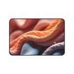 Coral and Blue Woven Desk Mat for Stylish and Productive Workspaces