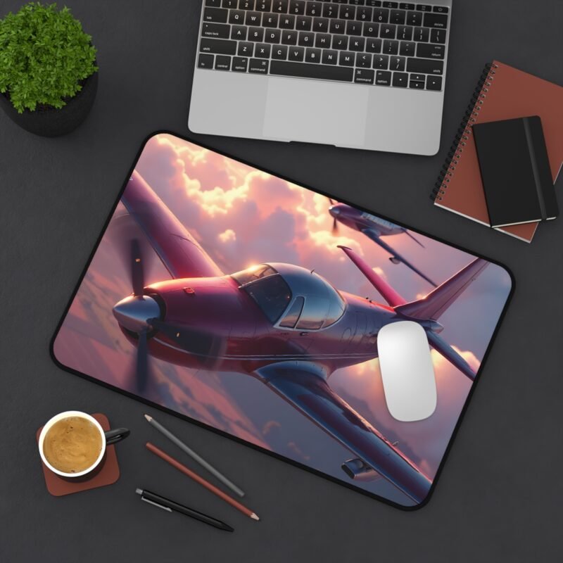 Aviation Desk Mat with Aircraft Design Sunset Scene for Pilots and Enthusiasts - Image 4