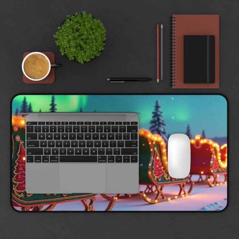 Christmas Desk Mat with Aurora Sleigh Ride Design for a Festive Workspace - Image 7