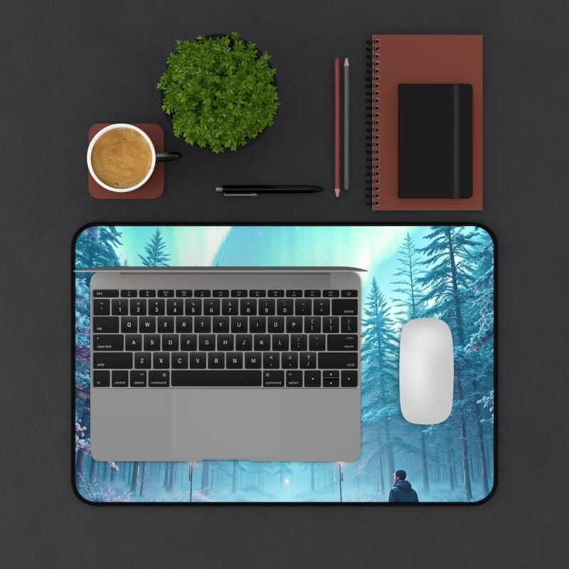 Northern Lights Desk Mat Frosted Forest Design for Dreamers and Nature Lovers - Image 3