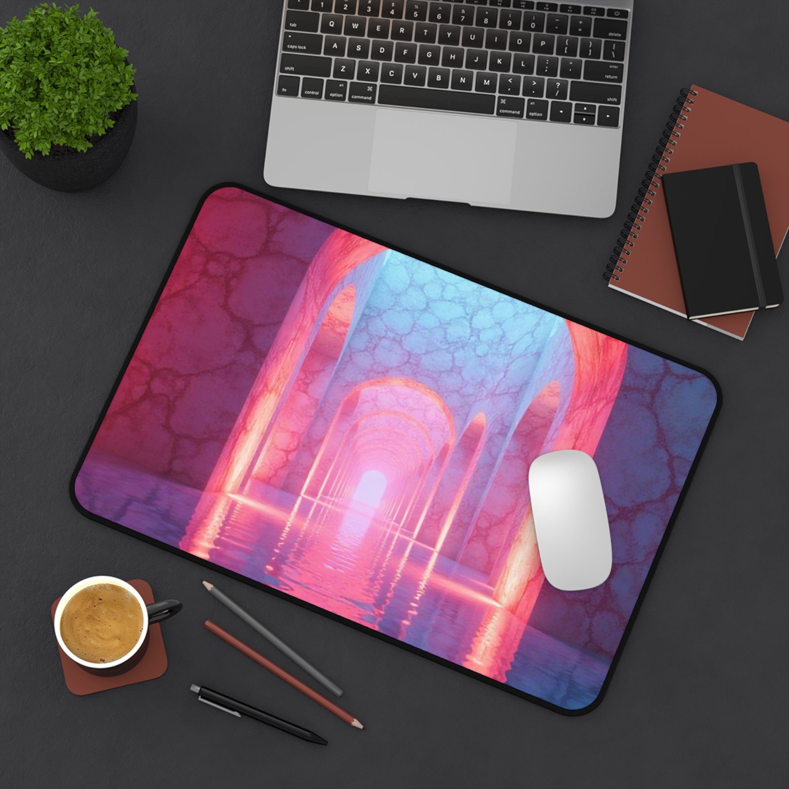 Calming Desk Mat with Dreamy Pink and Blue Hues for a Tranquil Workspace - Image 4