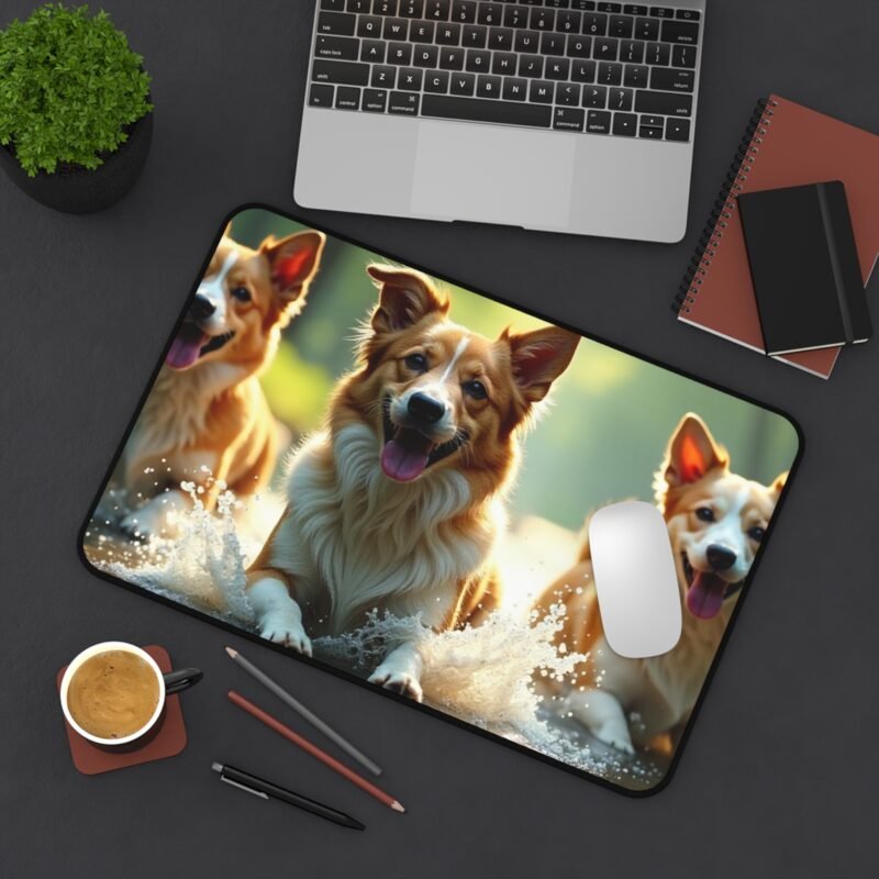 Corgi Desk Mat with Forest Stream Design for Vibrant and Playful Workspaces - Image 4