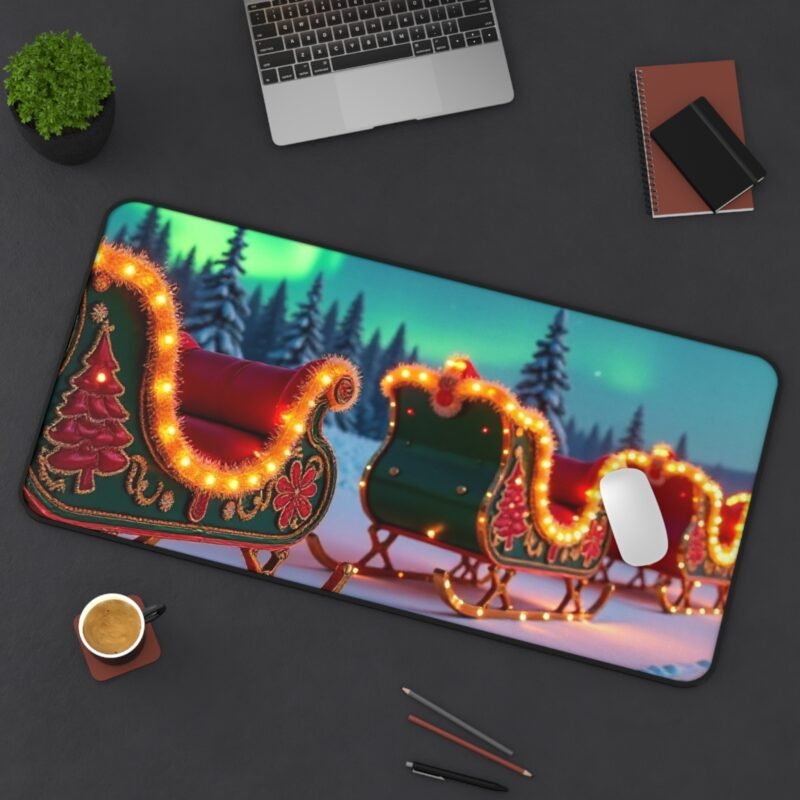 Christmas Desk Mat with Aurora Sleigh Ride Design for a Festive Workspace - Image 12