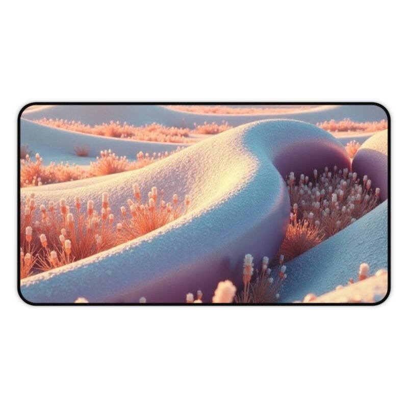 Desert Landscape Desk Mat with Serene Sand Dunes and Golden Flora - Image 5