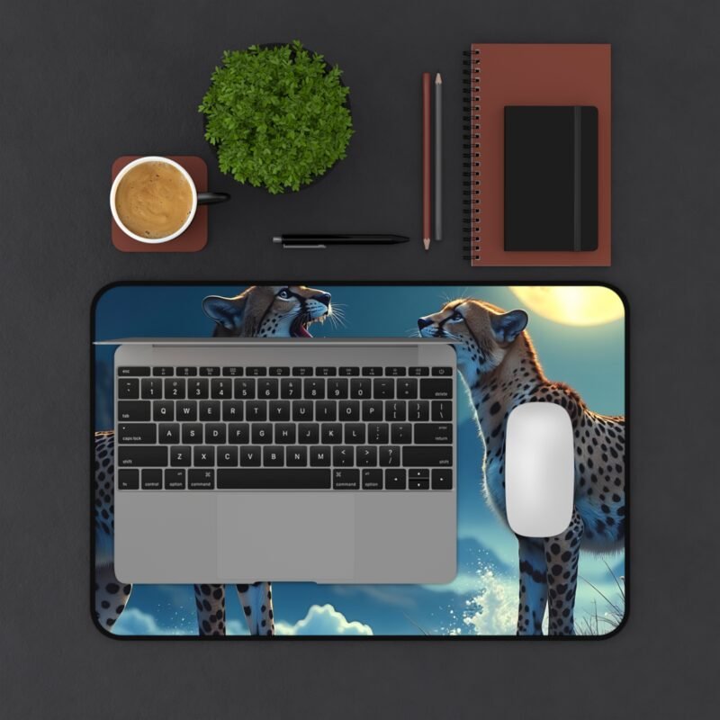 Cheetah Desk Mat with Full Moon Design for Bold and Inspiring Workspaces - Image 3