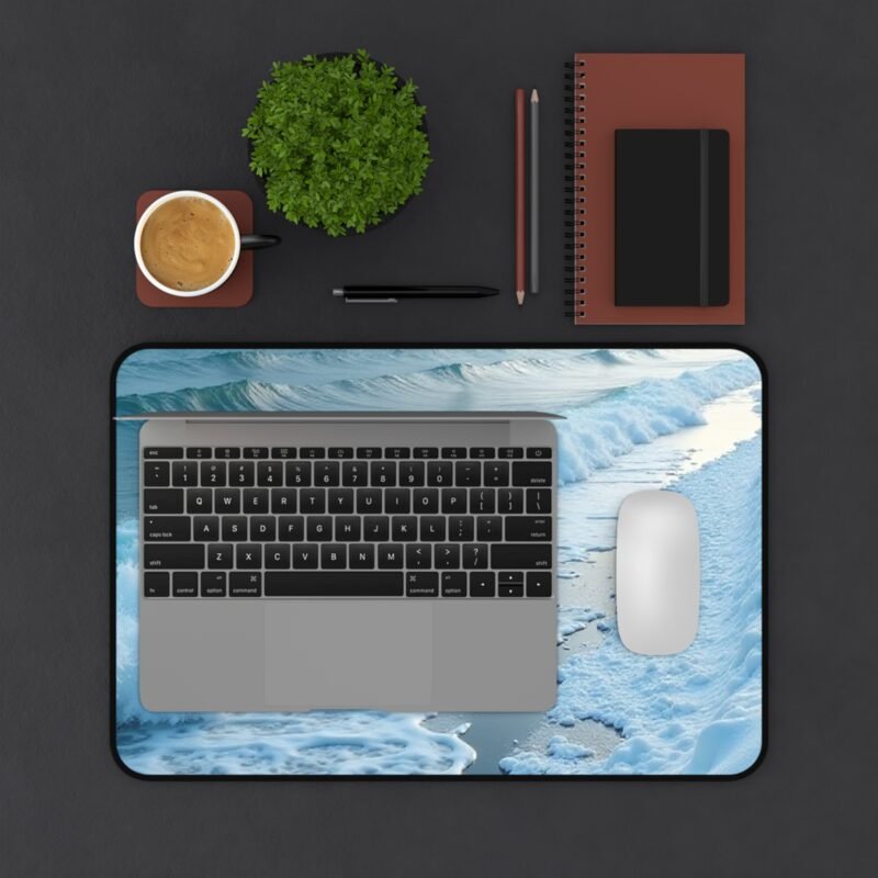 Winter Beach Desk Mat with Tranquil Snowy Coastline for a Calm Workspace - Image 3