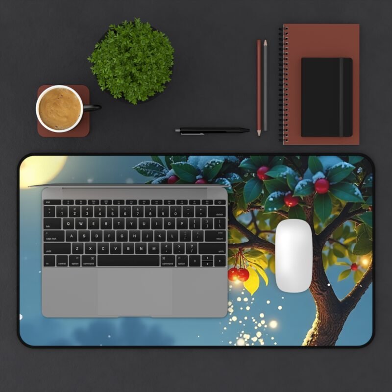 Winter Desk Mat with Festive Birds and Snowy Night Design - Image 7