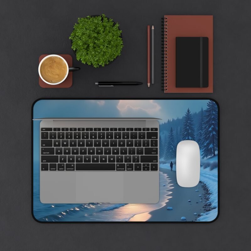 Winter Desk Mat with Moonlit Snowy Beach Scene for Office and Home - Image 3