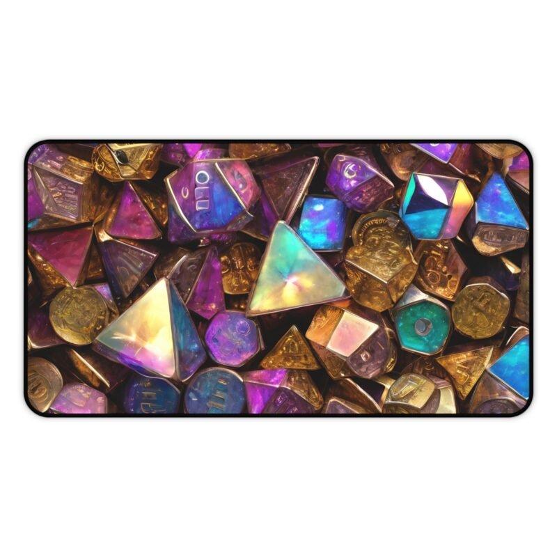 DND Desk Mat with Iridescent Polyhedral Dice Design for Gamers and Tabletop Adventures - Image 5