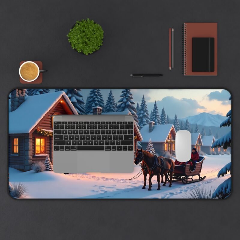 Winter Desk Mat with Enchanting Village Scene for Cozy Holiday Vibes - Image 11