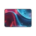Abstract Desk Mat with Fluid Gradient Design in Blue and Red