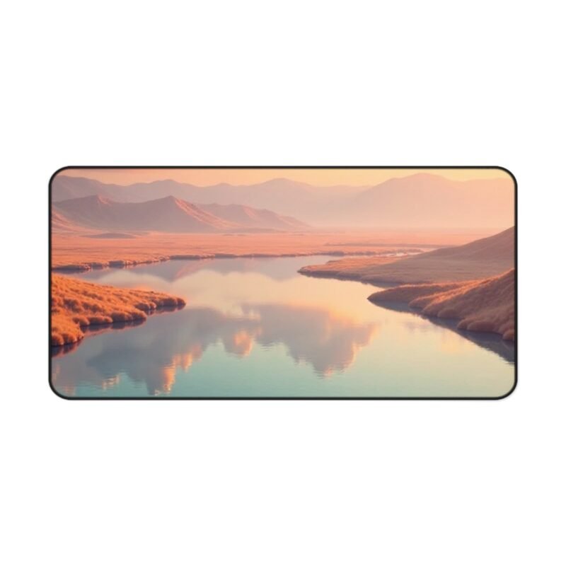 Serene Landscape Nature Desk Mat with Peaceful Sunset and Rolling Hills Design - Image 9