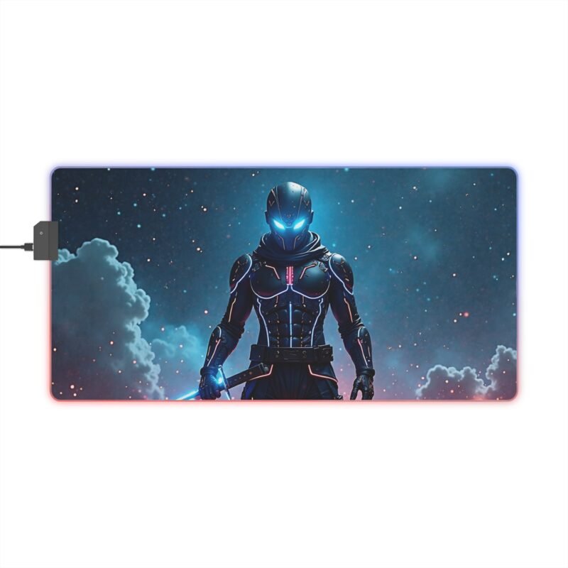 Galaxy Gaming Mouse Pad with Armored Warrior Design for Futuristic Gamers