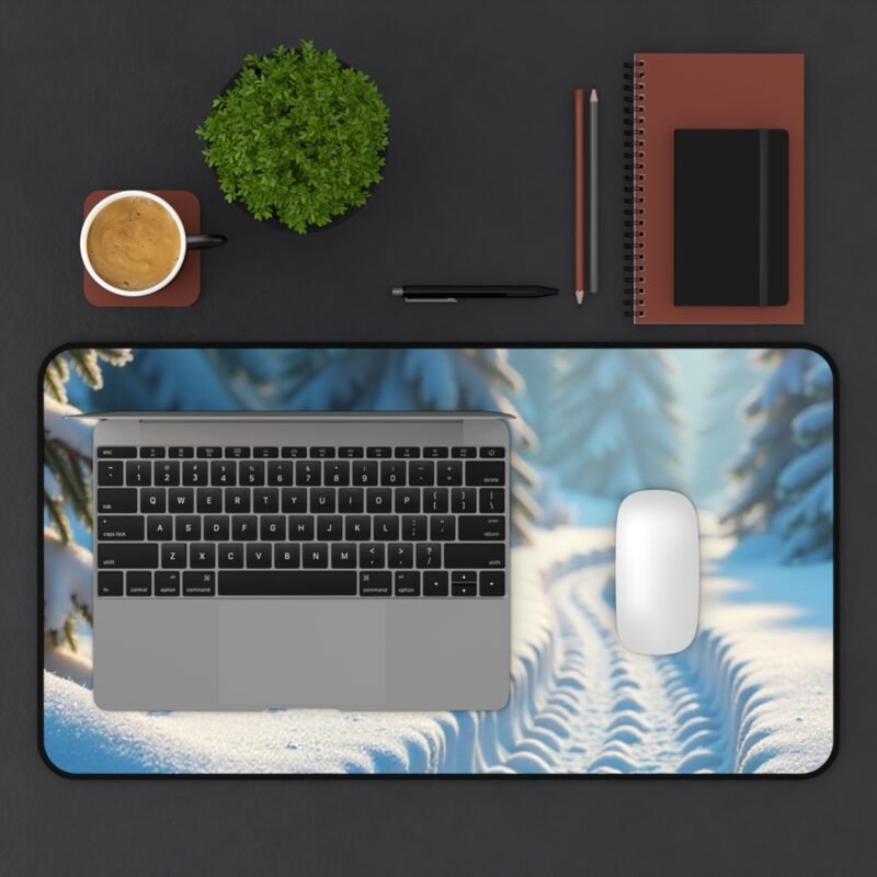 Winter Desk Mat with Serene Snowy Forest Sunrise Design for a Tranquil Workspace - Image 7