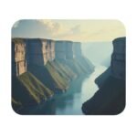 Nature Desk Mat with Tranquil Cliff and River Design for a Calm Workspace