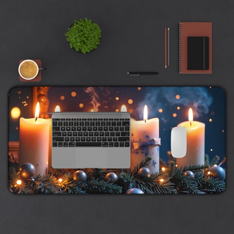 Holiday Desk Mat with Cozy Candlelight and Evergreen Design for Festive Ambiance - Image 11