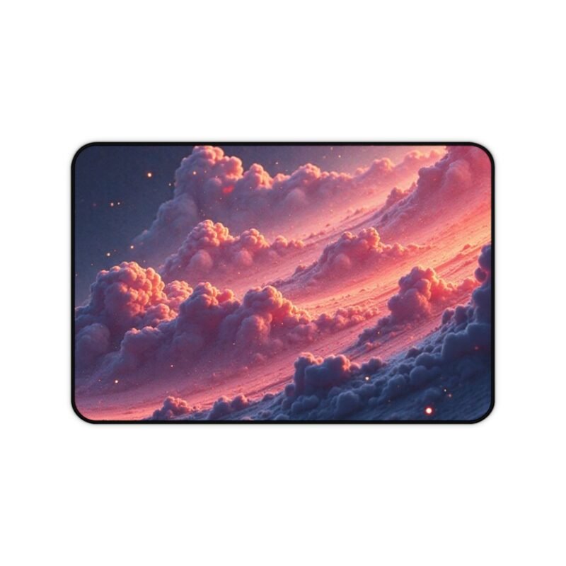 Galaxy Desk Mat with Sunset Clouds and Starry Night Sky for Inspirational Workspaces