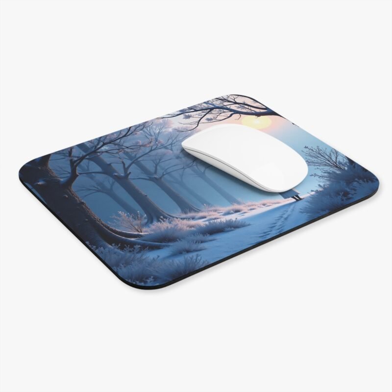 Winter Desk Mat with Frosty Forest Sunrise Design for Calm Workspaces - Image 3