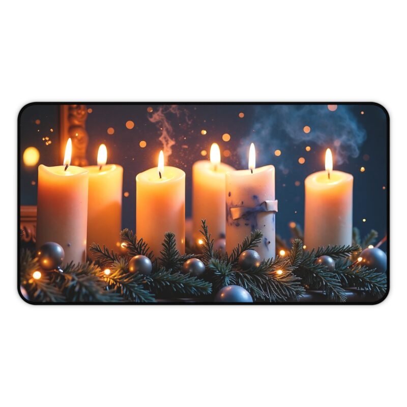 Holiday Desk Mat with Cozy Candlelight and Evergreen Design for Festive Ambiance - Image 5