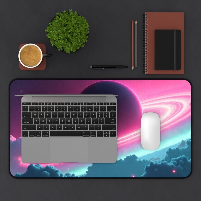 Galaxy Mouse Pad with Cosmic Planet Design and Vibrant Pink and Teal Hues - Image 7