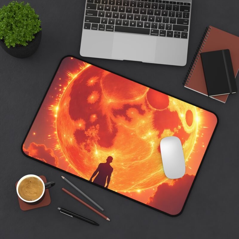 Cosmic Space Desk Mat with Fiery Planet Design for Dreamers and Enthusiasts - Image 4