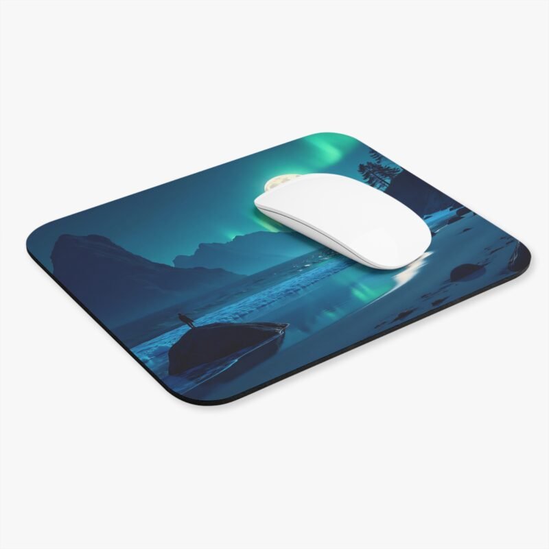 Moonlit Desk Mat with Northern Lights and Tranquil Beach Design - Image 3